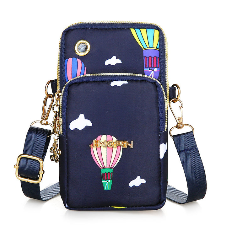 Compact Nylon Crossbody Phone Pouch with Multiple Zip Compartments Bowlift
