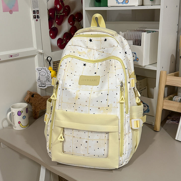 Star-Patterned Multi-Compartment Backpack Bowlift