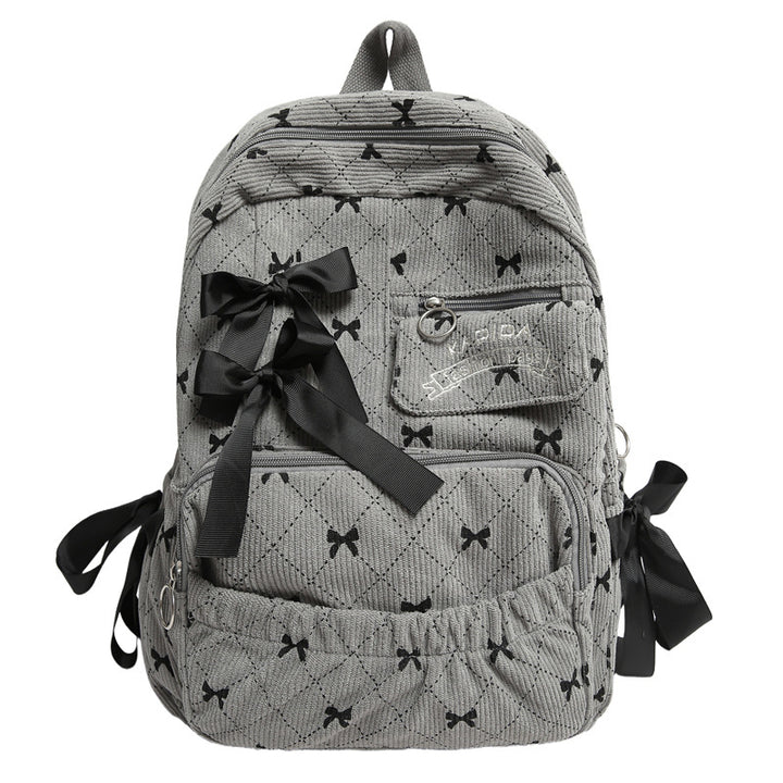 Quilted Bow-Embellished Backpack Bowlift