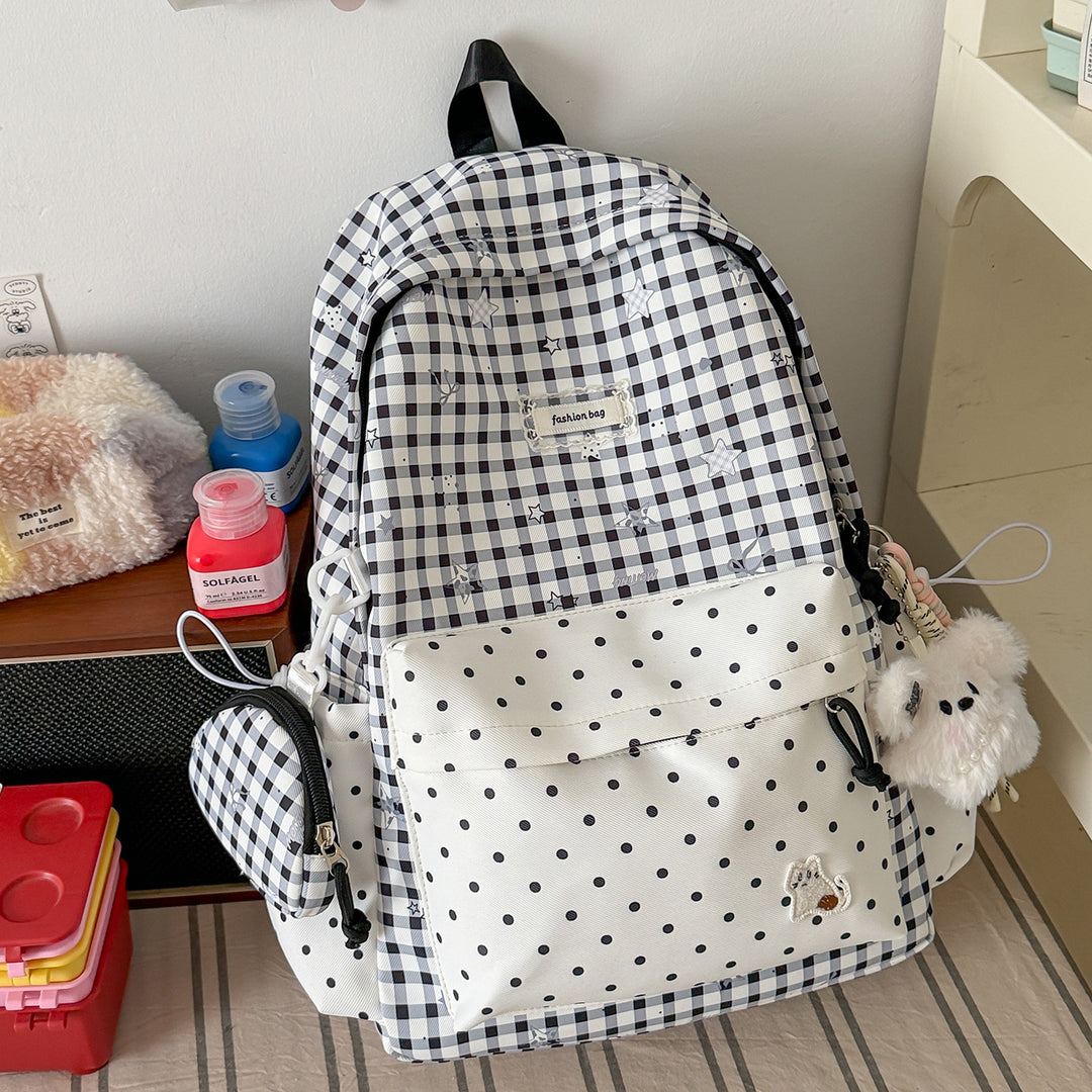 Stylish Checks Print Casual Backpack Bowlift