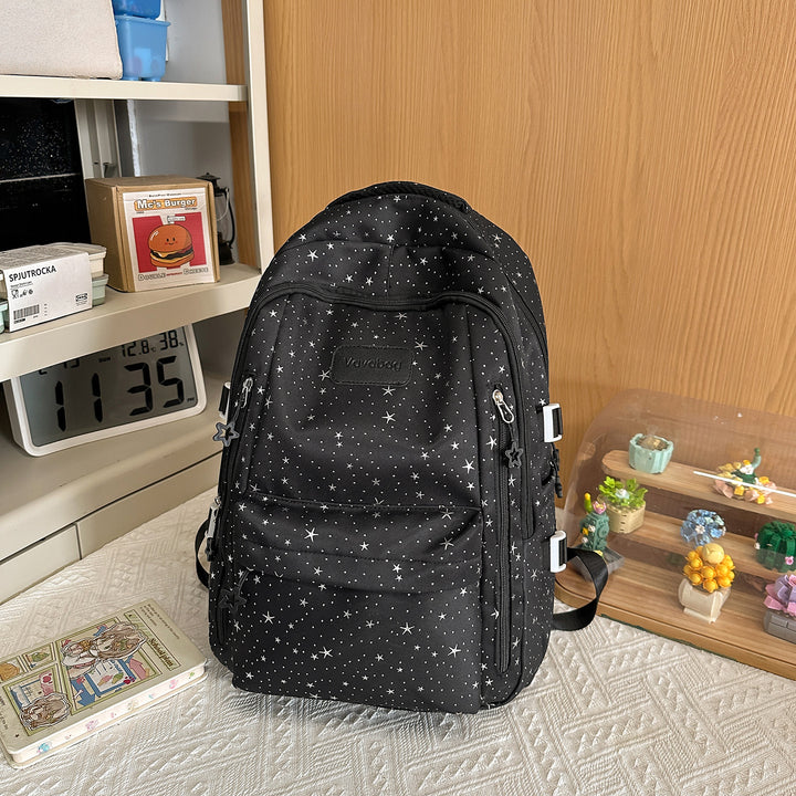 Stylish Multi-Compartment Backpack with Decorative Accents Bowlift