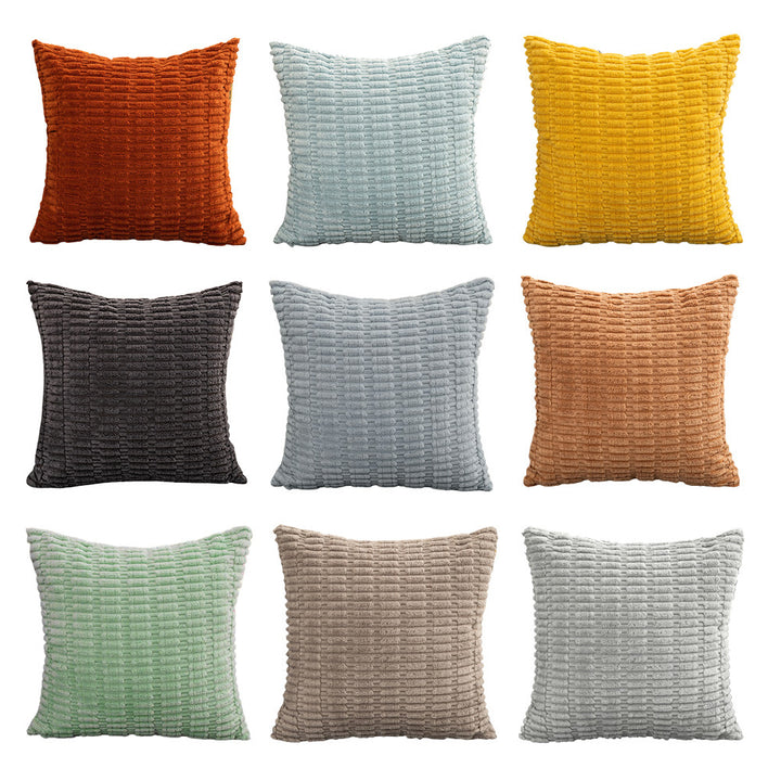 Ribbed Chenille Square Throw Pillow with Plush Tufted Texture Bowlift