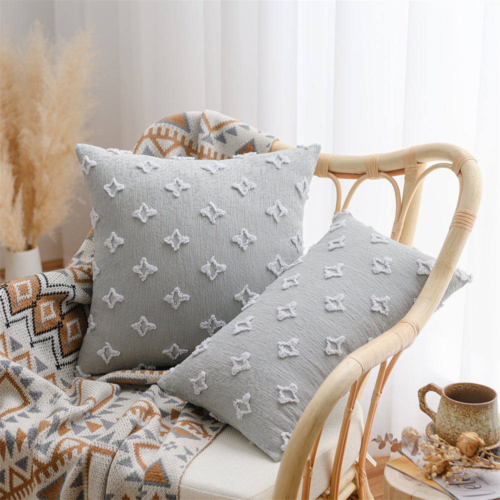 Decorative cushion cover in Boho-Scandi mix with hand-tufted 3D diamond relief Bowlift