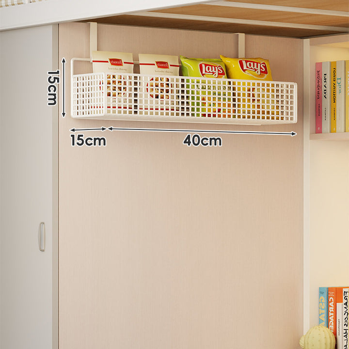 Stacked Mesh Grid Storage Baskets with Over-Shelf Hooks for Pantry Bathroom Kitchen