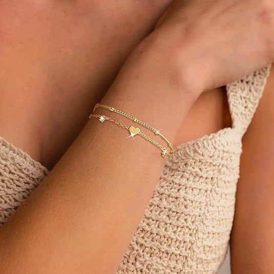 Elegant Heart Charm Chain Bracelet Bowlift