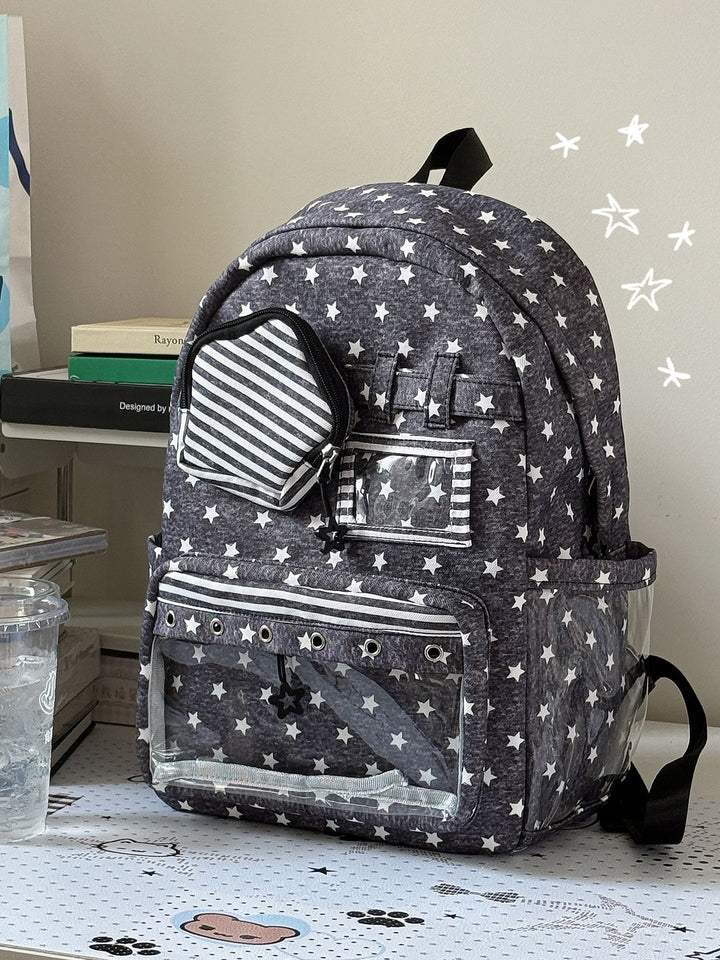Stylish Multi-Pocket Clear Panel Backpack Bowlift