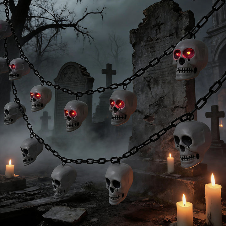 Creepy Halloween string lights with skulls