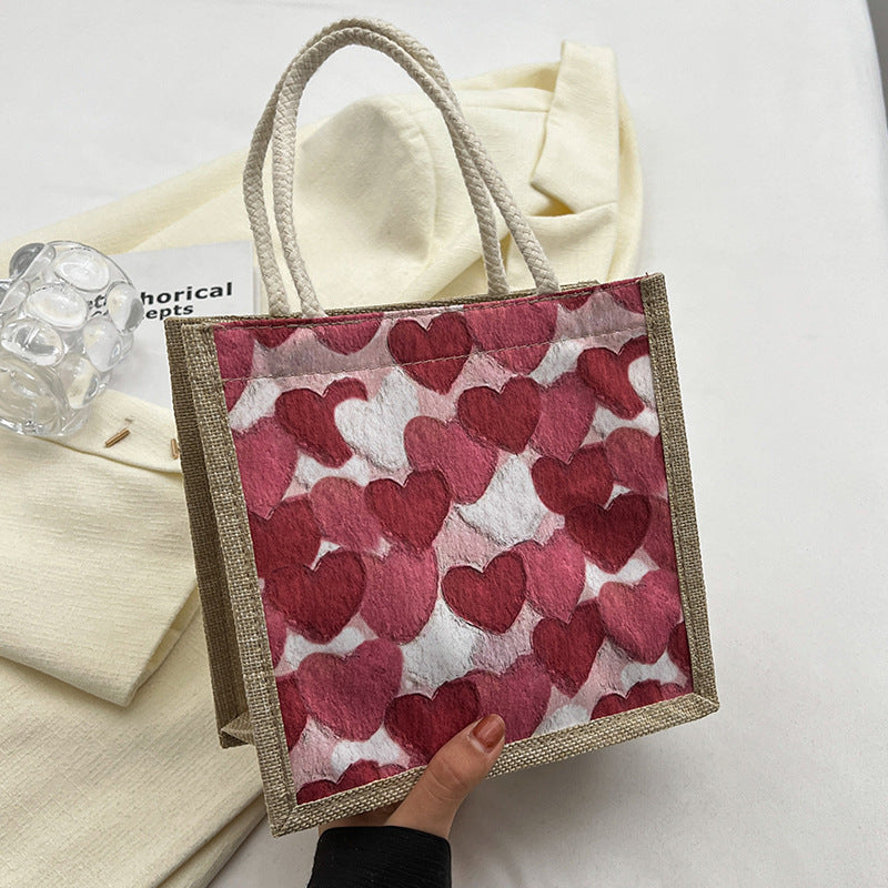 Heart-Patterned Casual Tote Bag