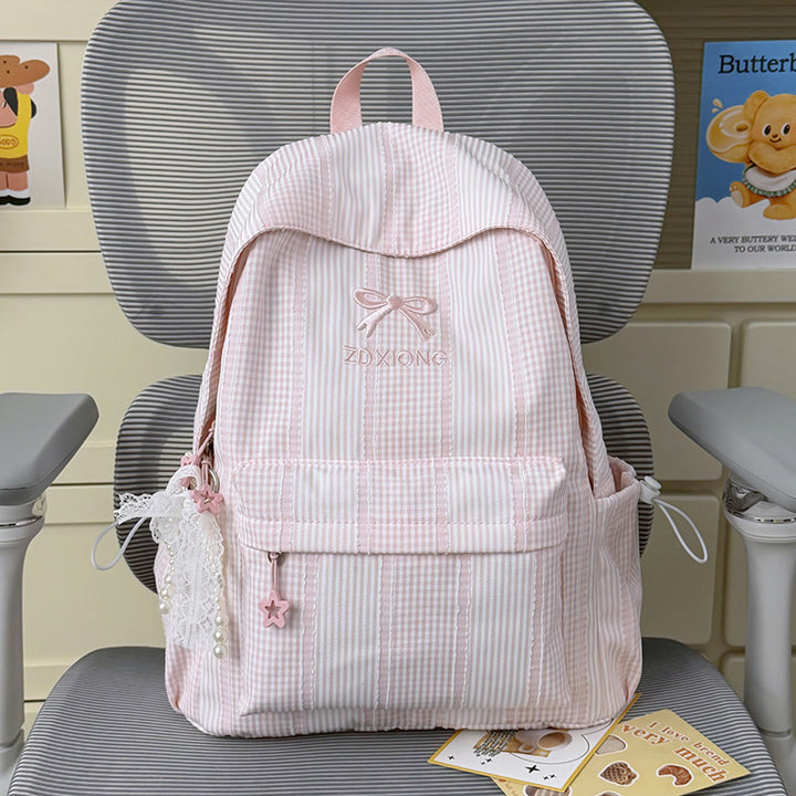 Adorable Striped Graphic Backpack Bowlift