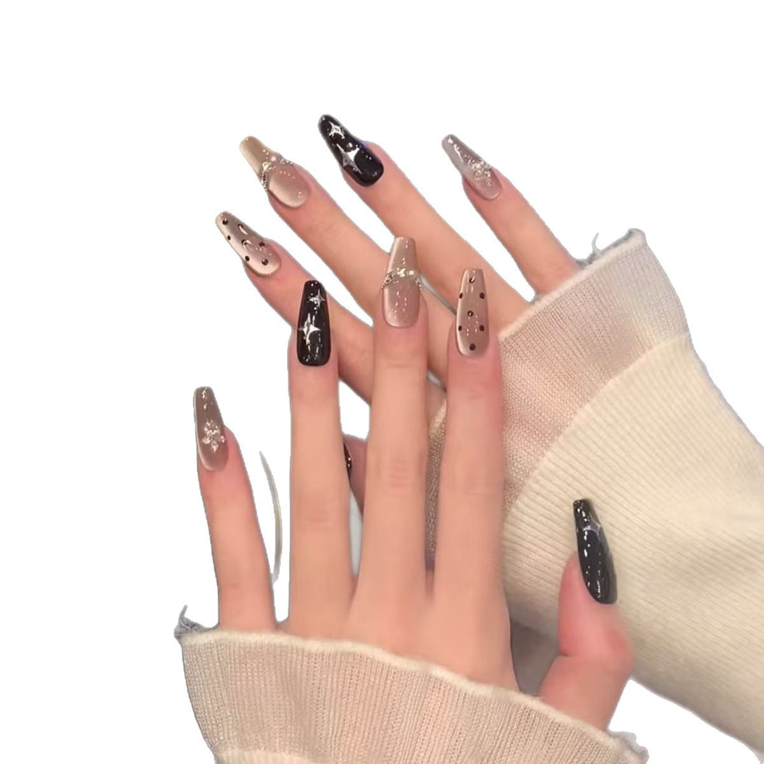 Stylish Press-On Nail Extensions with Decorative Accents