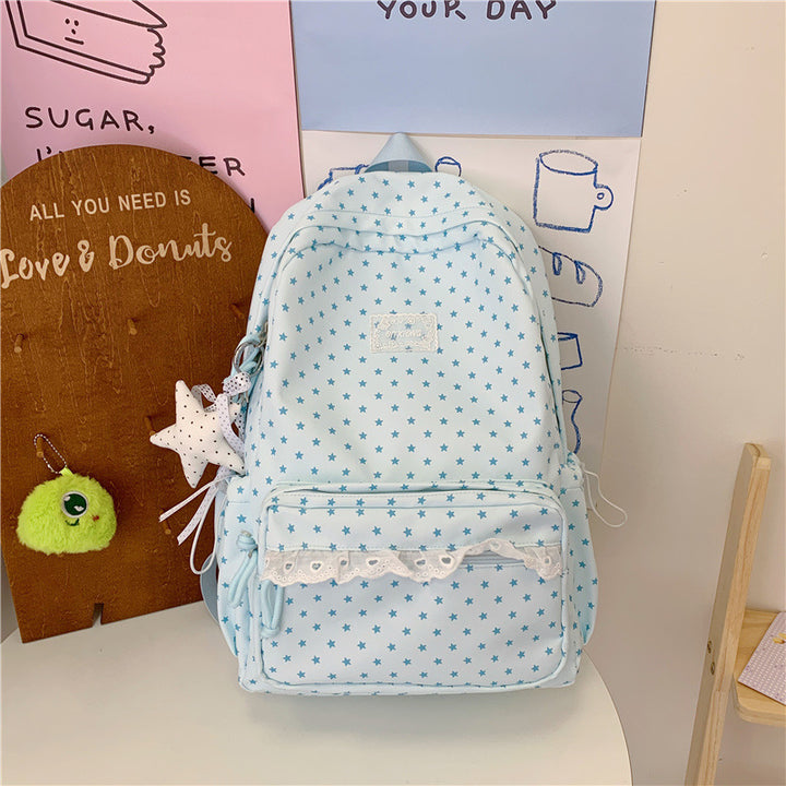 Decorative Star-Print Backpack Bowlift