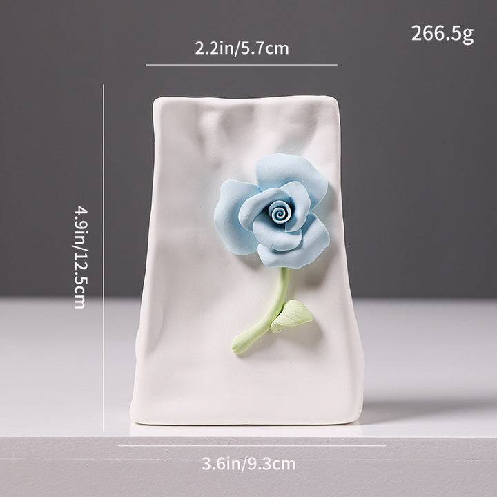 Decorative Floral Relief Ceramic Vase Bowlift