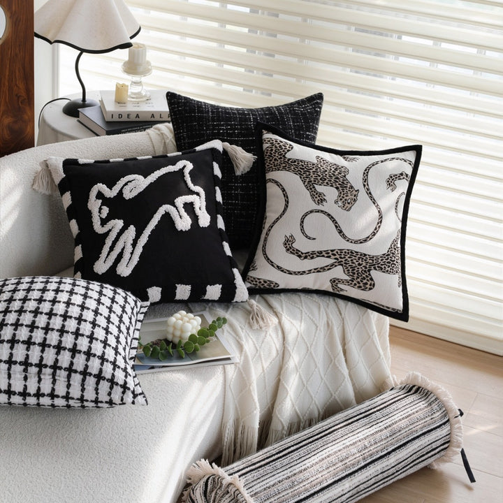 Cozy decorative cushion with modern check pattern