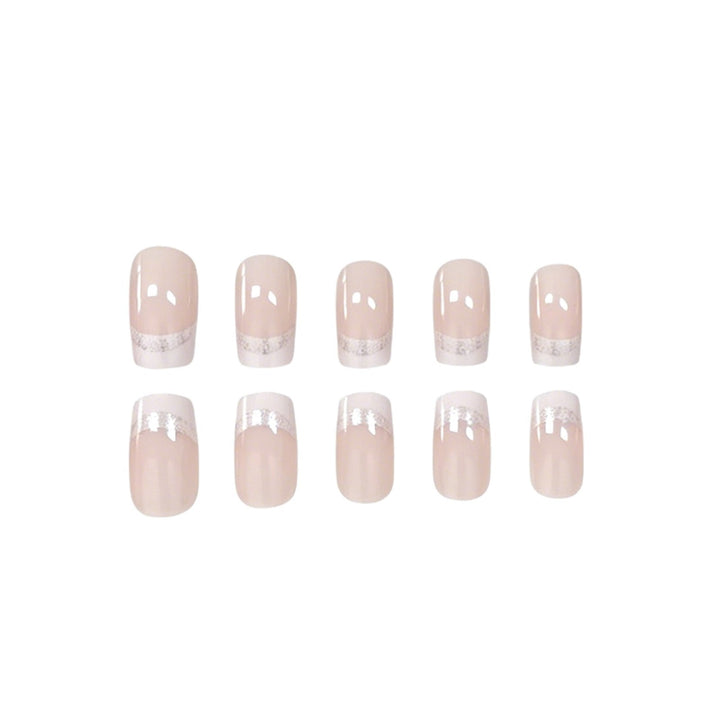 Glossy French Tip Press-On Nail Set Bowlift