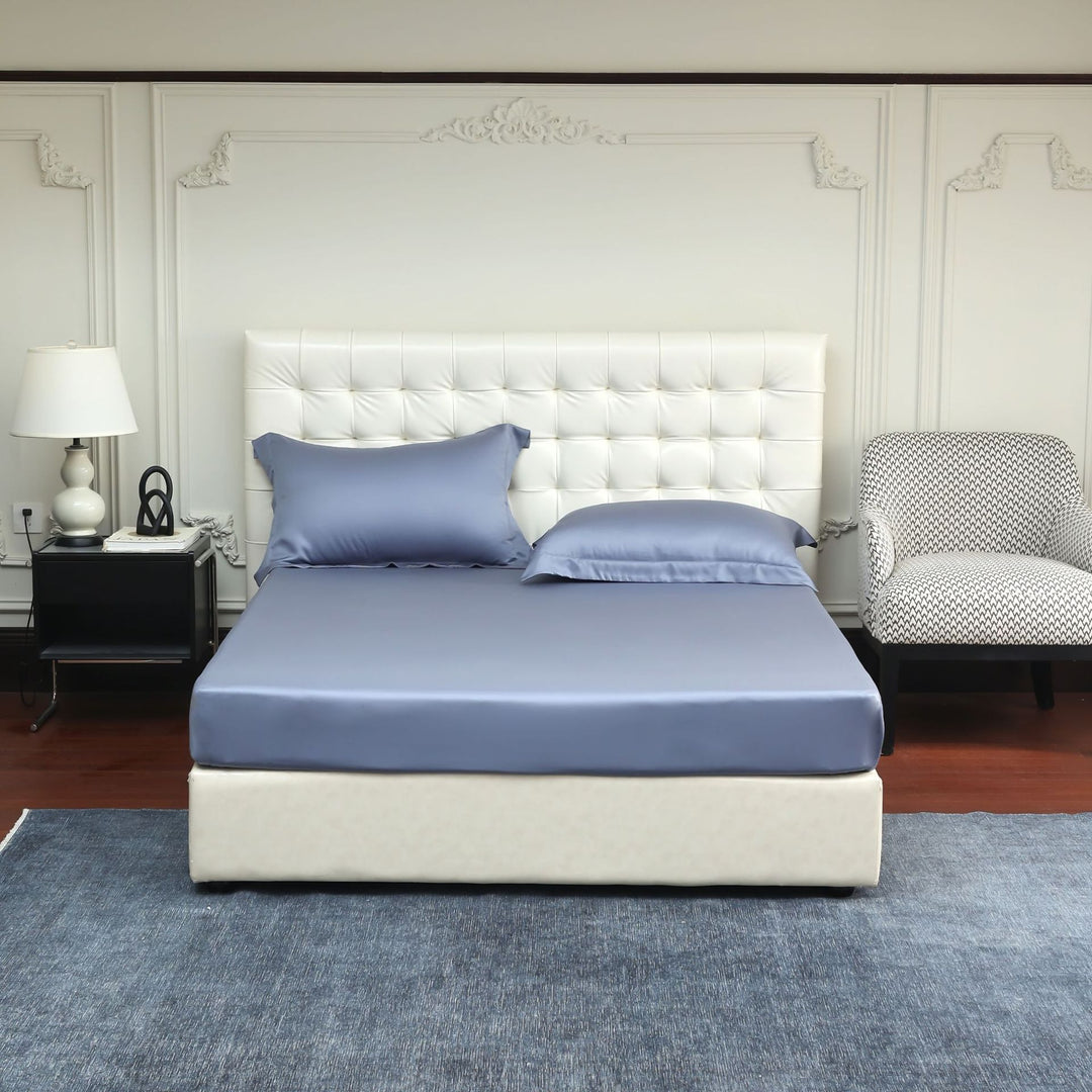 Luxurious satin fitted sheet set with silky smooth finish