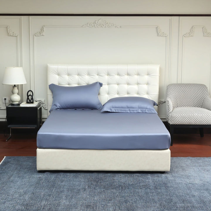Luxurious satin fitted sheet set with silky smooth finish