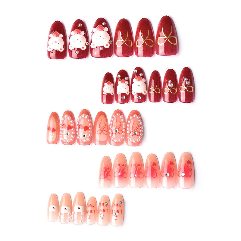 Artistic Decorative Press-On Nail Set Bowlift