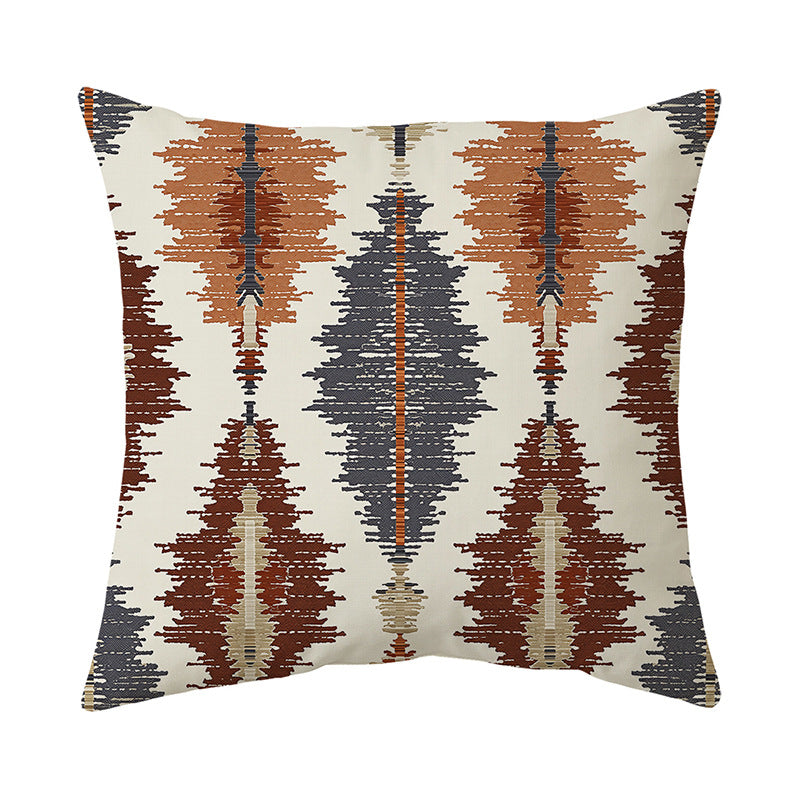 Textured Jacquard Wave Pattern Throw Pillow Cover Linen-Blend Removable Accent Cushion