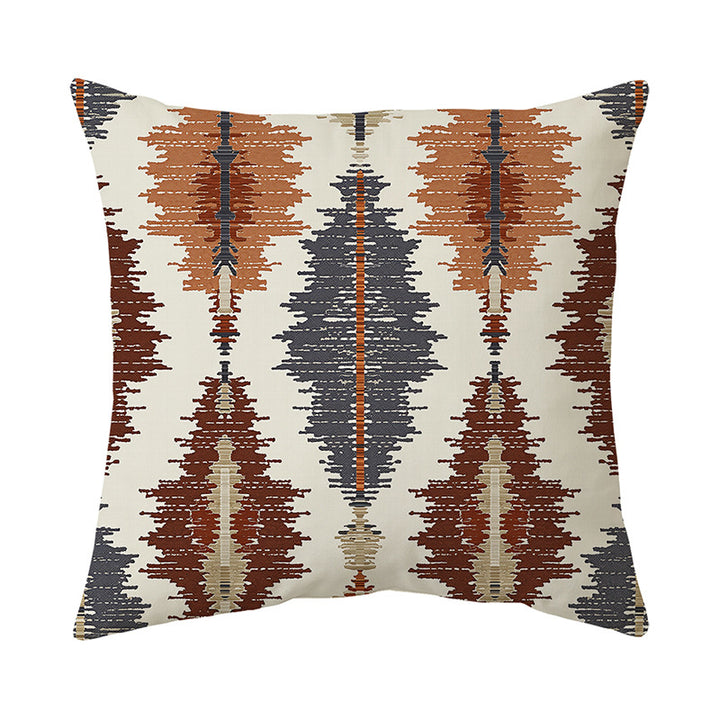 Textured Jacquard Wave Pattern Throw Pillow Cover Linen-Blend Removable Accent Cushion