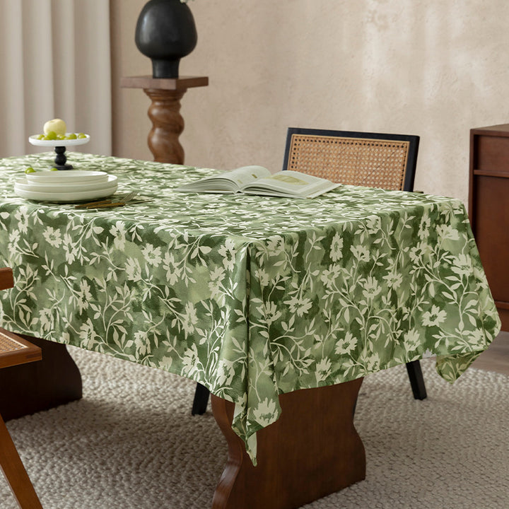 Floral Wax-Coated Tablecloth with Anti-Stain Surface and Fine Texture Bowlift