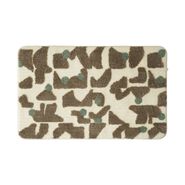 Tufted bathroom mat in abstract leopard pattern with soft high pile Bowlift