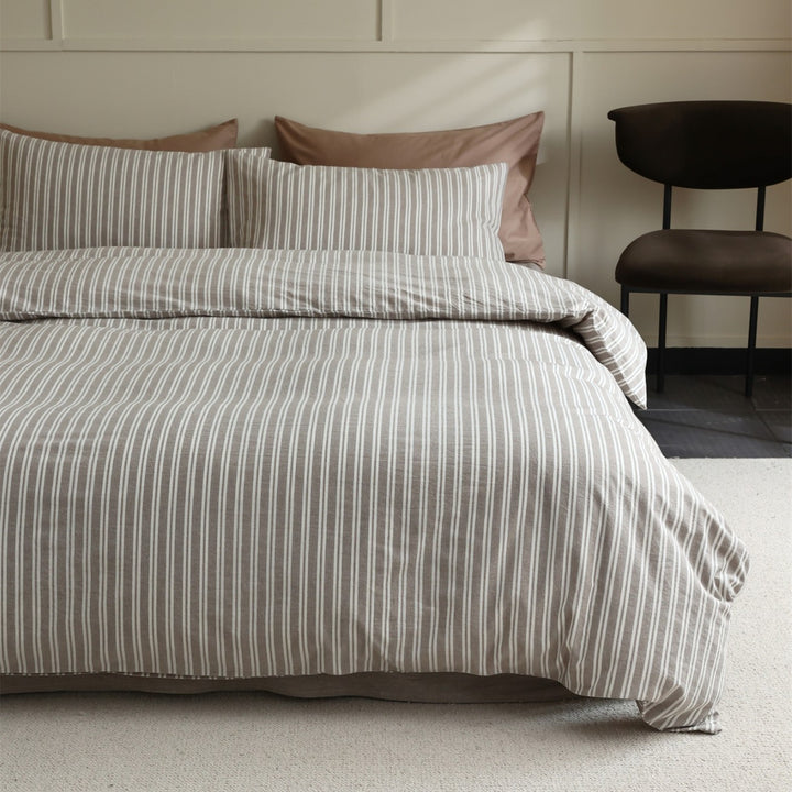 Striped Washed Cotton-Linen Duvet Cover Set