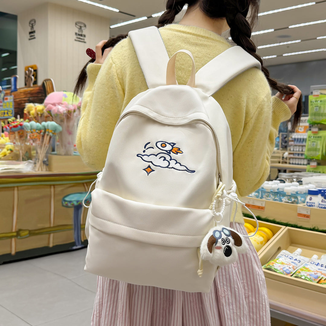 Trendy Embroidered Backpack Bowlift