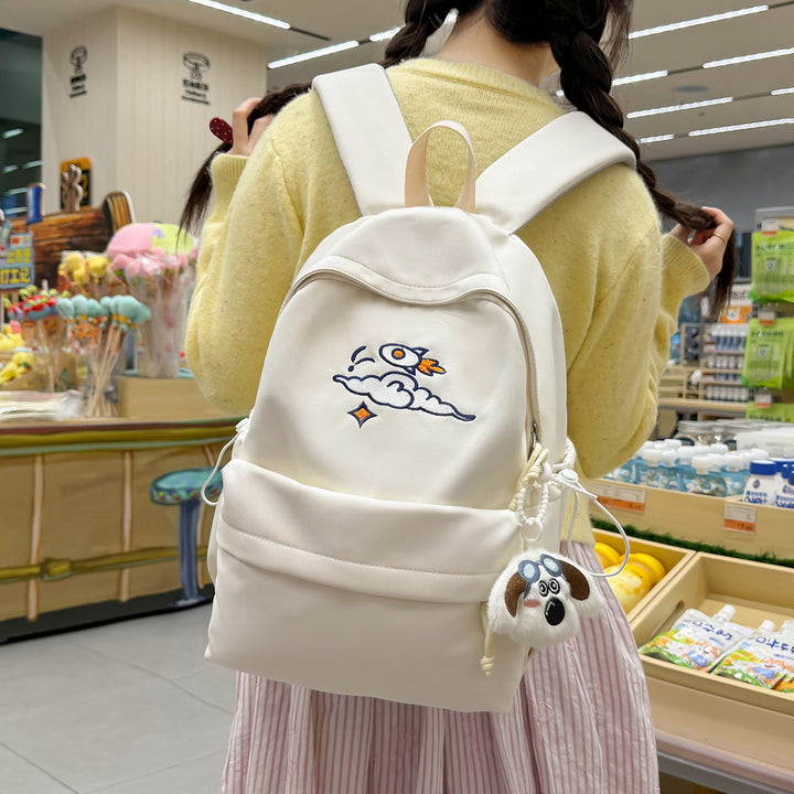 Trendy Embroidered Backpack Bowlift