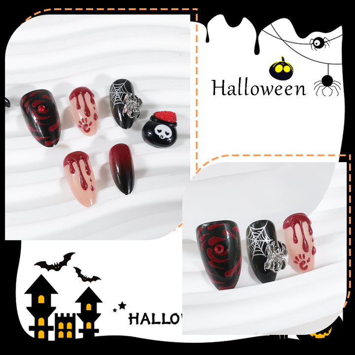 Halloween Artificial Nail Set with Creepy Designs Bowlift