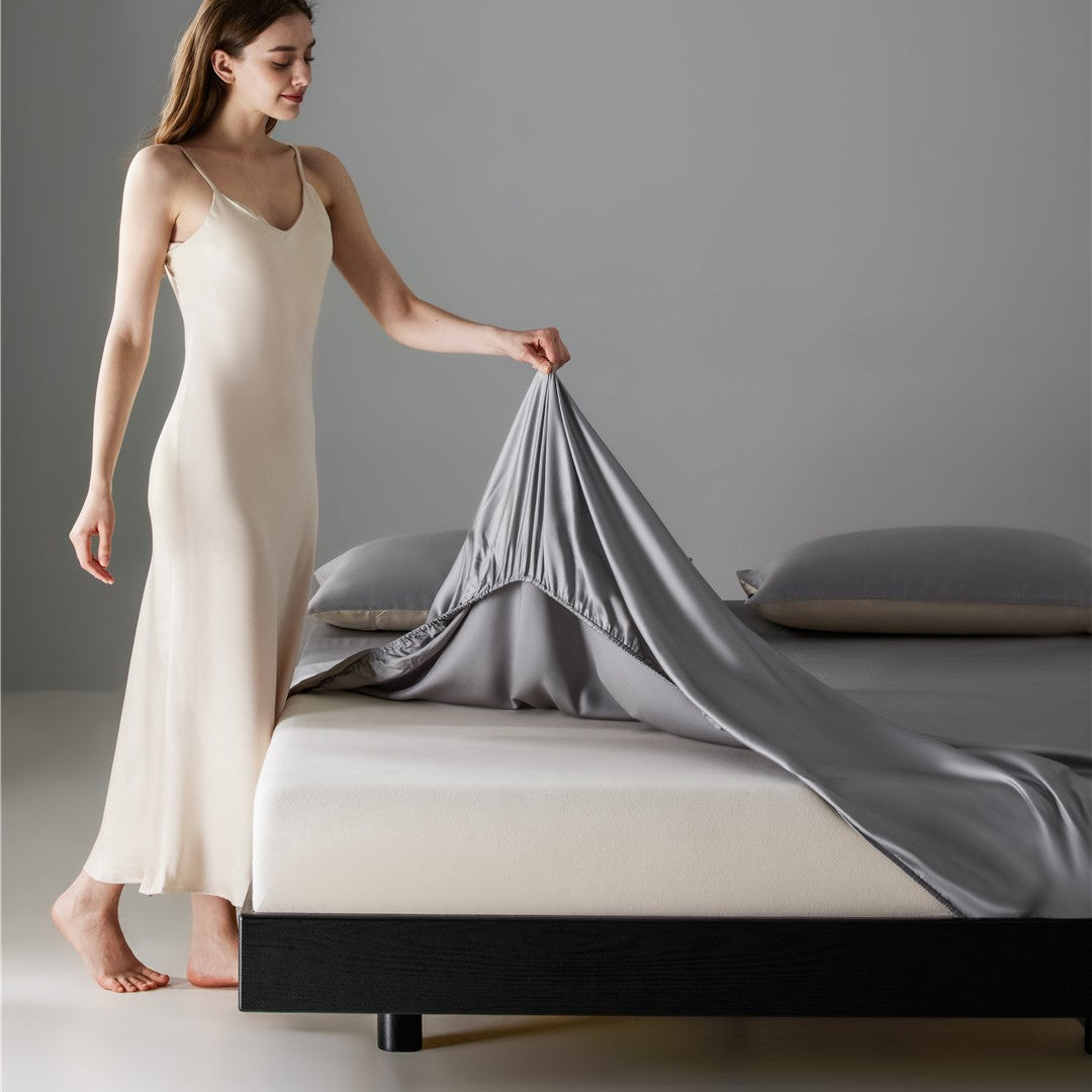 Luxury Deep-Fit Cooling Satin Fitted Sheet