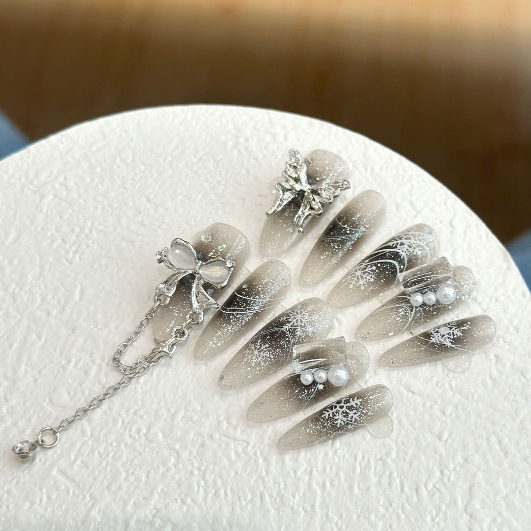 Artisan Gemstone-Embellished Press-On Nails