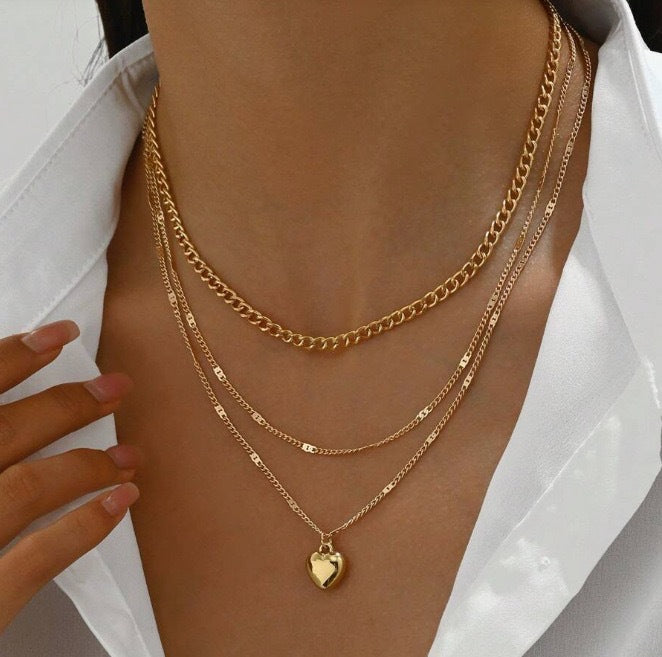 Triple Layered Gold Necklace Bowlift
