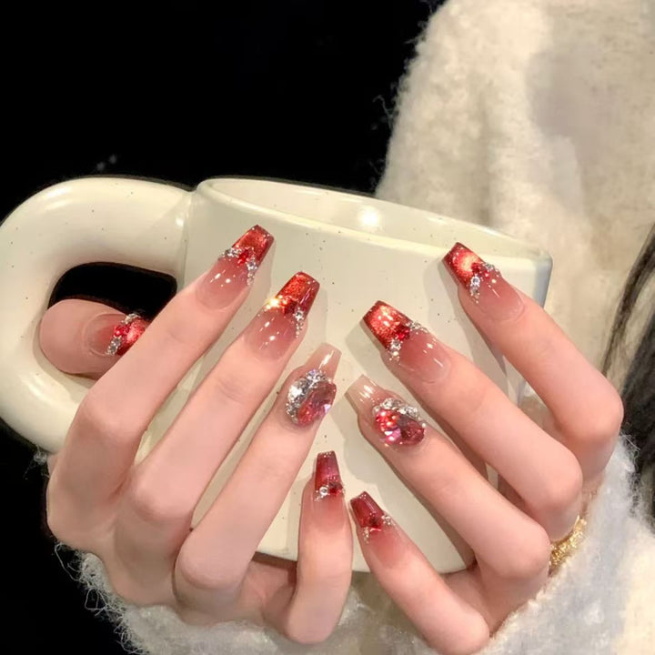 Glossy Ombre Stiletto Nail Enhancements