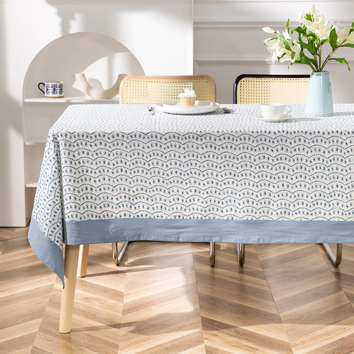 Cotton tablecloth with graphic all-over pattern and contrasting hem edge Bowlift