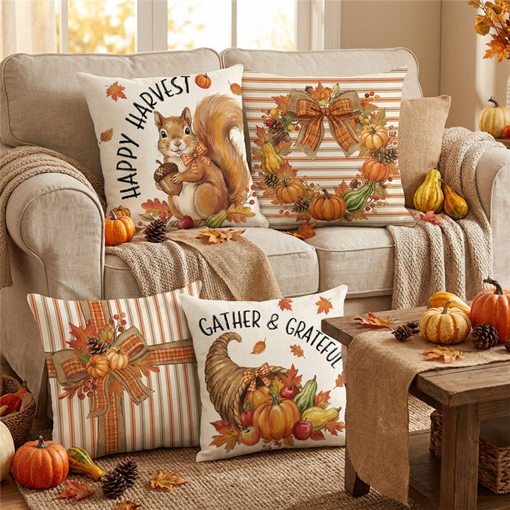 Autumn Harvest Decorative Throw Pillow Cover