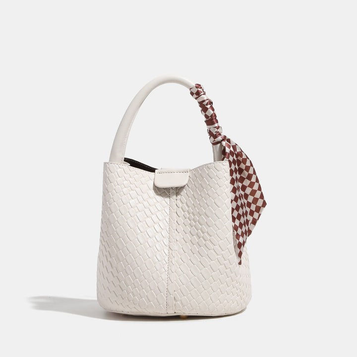 Woven Leather Handheld Bucket Bag