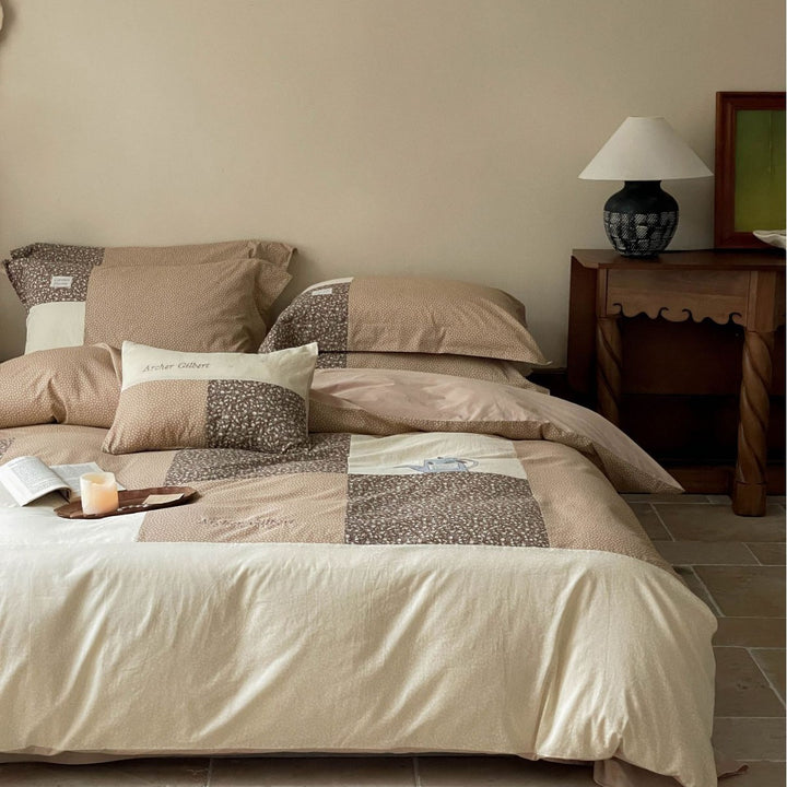Washed Cotton Patchwork Floral Duvet Cover Set with Pillowcases