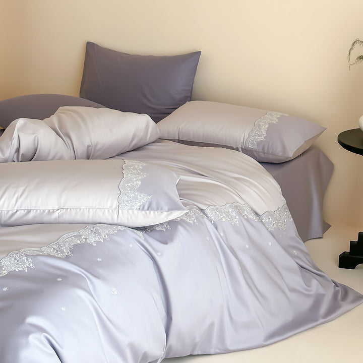 Luxury Embroidered Satin Duvet Cover Set