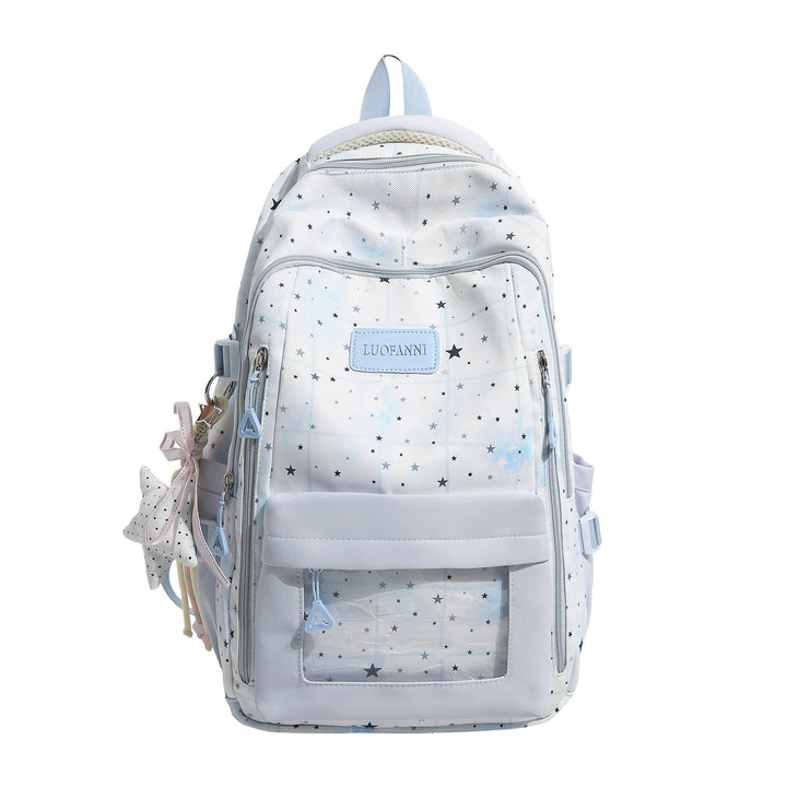 Star-Patterned Multi-Compartment Backpack Bowlift