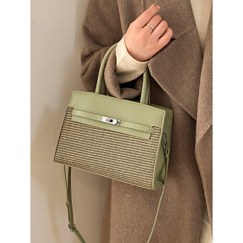 Elegant Woven Handbag with Detachable Strap