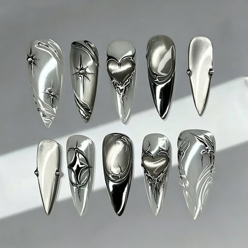 Artistic Metallic Press-On Nail Set