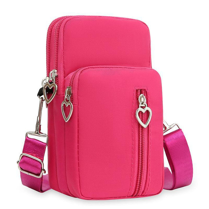 Compact Nylon Crossbody Phone Pouch with Multiple Zip Compartments Bowlift