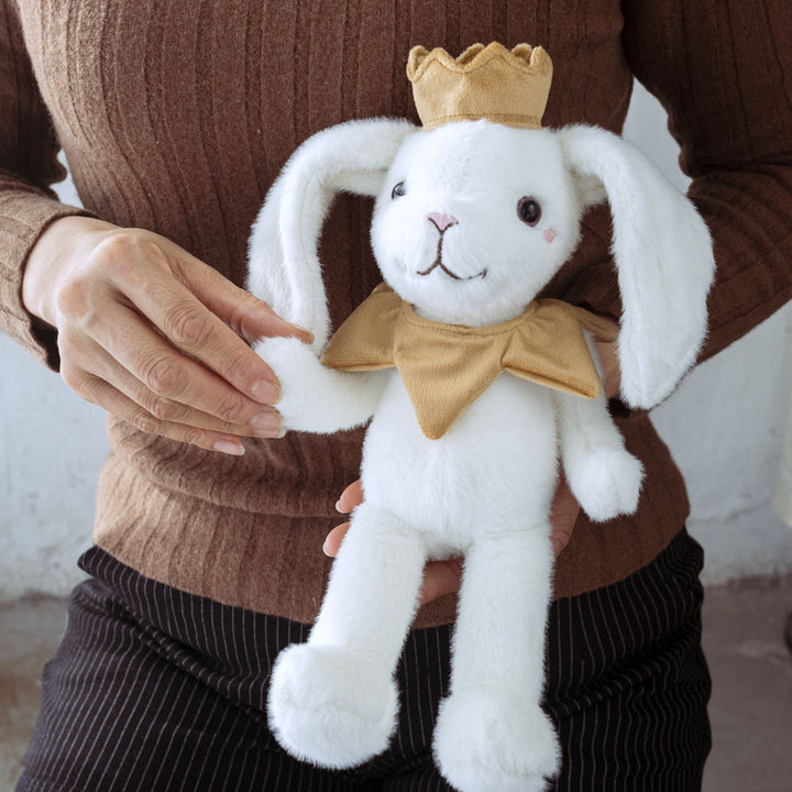 Plush Long-Eared Bunny Soft Cuddly Security Toy with Knitted Hat and Scarf