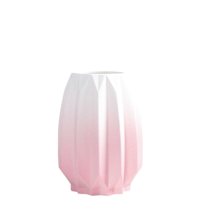 Textured Geometric Ceramic Flower Vase Bowlift