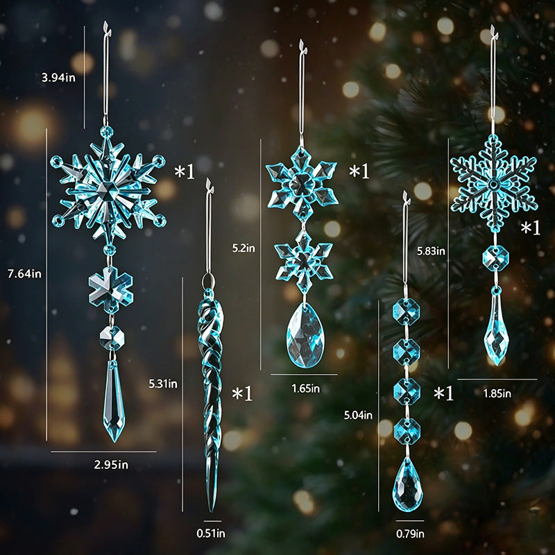 Crystal Snowflake Ornaments Set