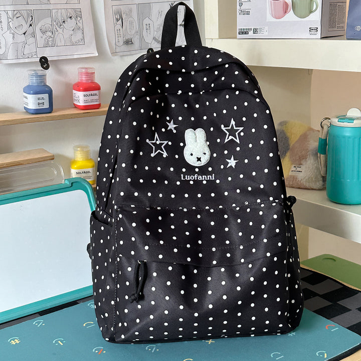 Polka Dot Backpack with Cute Character Accents Bowlift