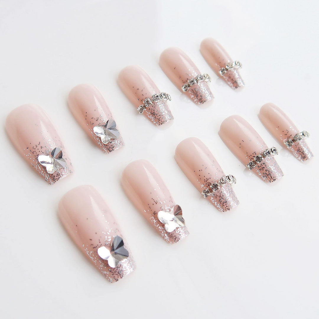 Glamorous Rhinestone Embellished Press-On Nail Set Bowlift