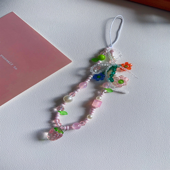 Floral Charm Beaded Phone Strap Bowlift