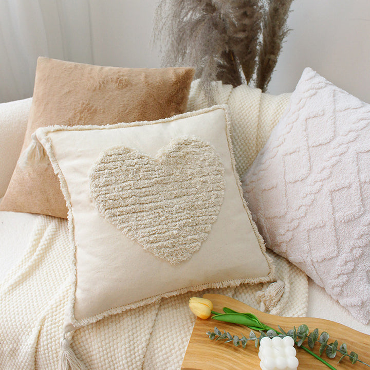 Soft square decorative cushion with embossed diamond pattern made of synthetic fur Bowlift