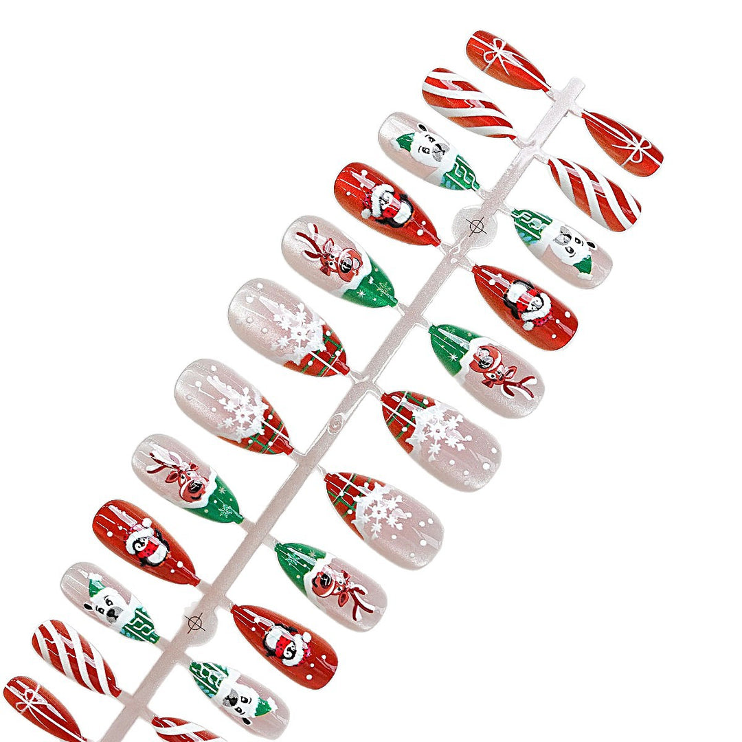 Festive Holiday Themed Press-On Nail Set Bowlift